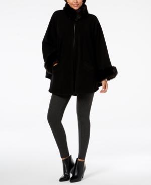 Cejon Solid Fleece & Faux-fur Cape