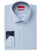 Hugo Men's Slim-fit Dark Blue Check Dress Shirt