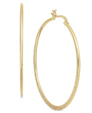 Essentials Large Gold Plated Textured Hoop Earrings