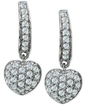 Giani Bernini Cubic Zirconia Pave Heart Drop Earrings, Only At Macy's
