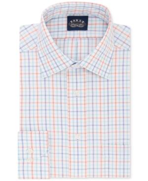 Eagle Men's Classic/regular Fit Non-iron Flex Collar Blue & Orange Check Dress Shirt