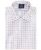 Eagle Men's Classic/regular Fit Non-iron Flex Collar Blue & Orange Check Dress Shirt