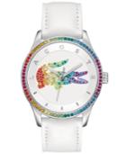 Lacoste Watch, Women's Victoria White Leather Strap 40mm 2000822