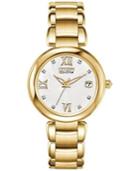 Citizen Women's Marne Eco-drive Diamond Accent Gold-tone Stainless Steel Bracelet Watch 33mm Eo1112-58a