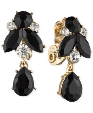 Anne Klein Gold-tone Jet Crystal Drop Clip-on Earrings