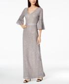 Calvin Klein Sequined Lace Bell-sleeve Gown