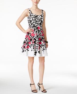Nine West Sleevless Blooming Vines Fit-and-flare Dress