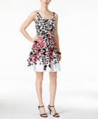 Nine West Sleevless Blooming Vines Fit-and-flare Dress