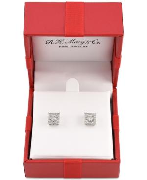 Diamond Cluster Stud Earrings (1/3 Ct. T.w.) In 14k White Gold