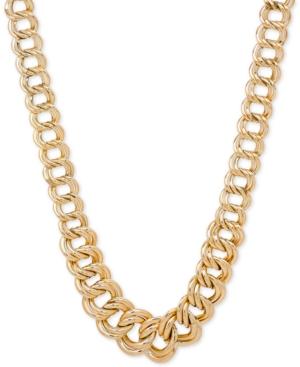 Double Ring Graduated Link Statement Necklace In 14k Gold