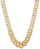 Double Ring Graduated Link Statement Necklace In 14k Gold