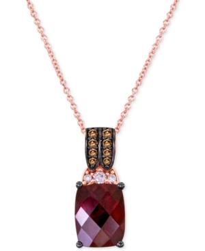 Le Vian Chocolatier Rhodolite Garnet (3 Ct. T.w.) And Diamond Accent Pendant Necklace In 14k Rose Gold
