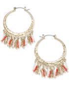 Thalia Sodi Gold-tone Beaded Chain Hoop Earrings, Only At Macy's