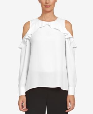 Cece Ruffled Cold-shoulder Blouse