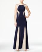City Studios Juniors' Jeweled Illusion Gown