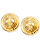 Signature Gold Button Stud Earrings In 14k Gold Over Resin
