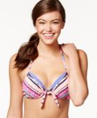 California Waves Striped Tie-front Push-up Bikini Top Women's Swimsuit