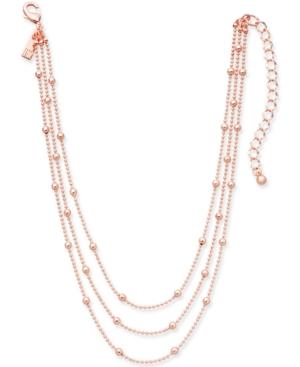 Inc International Concepts Rose Gold-tone Three Layer Beaded Choker Necklace, 12 + 3 Extender, Created For Macy's