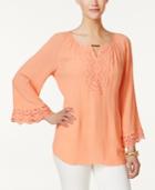 Jm Collection Bell-sleeve Keyhole Tunic, Created For Macy's
