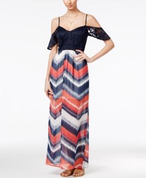 Trixxi Juniors' Cold-shoulder Maxi Dress