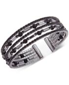 Anne Klein Hematite-tone Jet Crystal Multi-row Cuff Bracelet