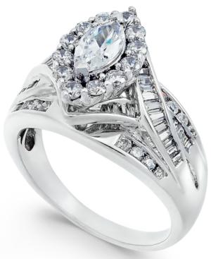 Diamond Marquise Halo Ring (1-1/2 Ct. T.w.) In 14k White Gold