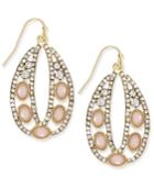 Inc International Concepts Gold-tone Pink Stone And Crystal Oval Drop Earrings, Only At Macy's