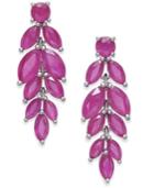 Ruby Leaf Drop Earrings (6-1/2 Ct. T.w.) In Sterling Silver