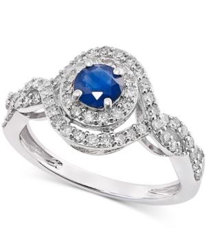 Sapphire (1/2 Ct. T.w.) And Diamond (1/2 Ct. T.w.) Ring In 14k White Gold