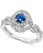 Sapphire (1/2 Ct. T.w.) And Diamond (1/2 Ct. T.w.) Ring In 14k White Gold