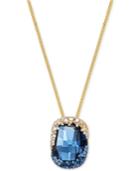 Swarovski Gold-tone Large Blue Crystal And Pave Pendant Necklace