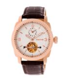 Heritor Automatic Helmsley Rose Gold & White Leather Watches 45mm