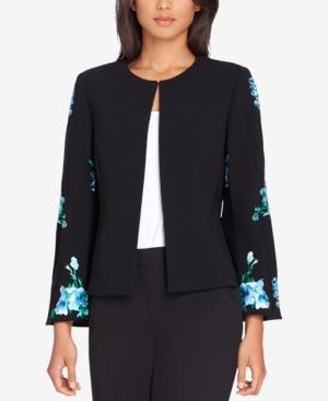 Tahari Asl Embroidered Bell-sleeve Blazer