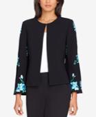 Tahari Asl Embroidered Bell-sleeve Blazer