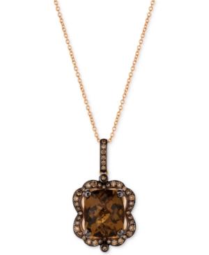 Le Vian Chocolatier Caramel Quartz (3-5/8 Ct. T.w.) & Diamond (3/8 Ct. T.w.) Pendant Necklace In 14k Rose Gold