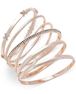 Inc International Concepts Rose Gold-tone 5-pc. Crystal-detail Bangle Bracelet