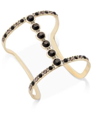 Inc International Concepts Gold-tone Black Crystal Open Cuff Bracelet, Only At Macy's