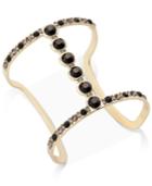Inc International Concepts Gold-tone Black Crystal Open Cuff Bracelet, Only At Macy's