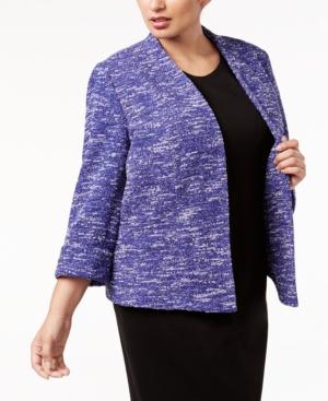Kasper Plus Size Open-front Tweed Blazer