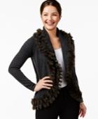 Alfani Faux-fur-trim Cardigan Sweater, Only At Macy's