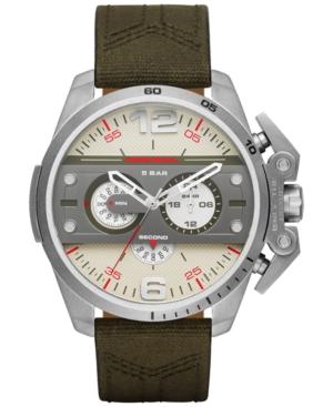 Diesel Men's Chronograph Ironside Tan Leather & Black Canvas Strap Watch 48x55mm Dz4389