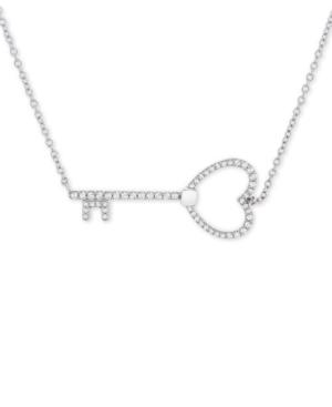 Diamond Heart Key 17 Pendant Necklace (1/6 Ct. T.w.) In 14k White Gold