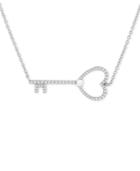 Diamond Heart Key 17 Pendant Necklace (1/6 Ct. T.w.) In 14k White Gold