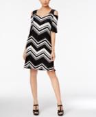 Ny Collection Chevron Pleated Cold-shoulder Dress