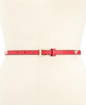Kate Spade New York Saffiano Panel Owl Rivets Belt