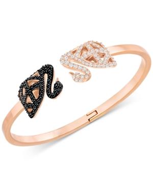 Swarovski Gold-tone Pave Swan Hinged Cuff Bracelet