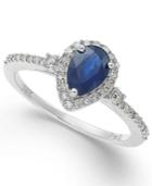 Sapphire (7/8 Ct. T.w.) And Diamond (1/4 Ct. T.w.) Ring In 14k White Gold