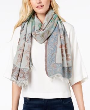 Echo Lotus Floral Cotton Fringe Scarf