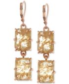 Vince Camuto Rose Gold-tone Square Crystal Double Drop Earrings