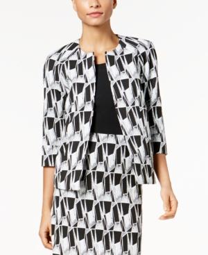 Kasper Open-front Jacquard Blazer